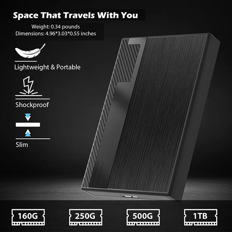 Disque Dur Externe USB 3.0 & Type-C Haute Vitesse 1TB / 500GB / 250GB / 160GB